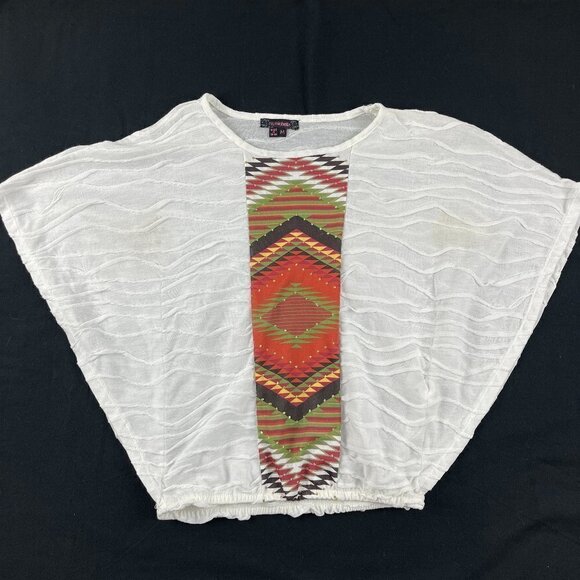 My Michelle Tops - My Michelle Womens Blouse Aztec Dolman Sleeve Elastic White Medium